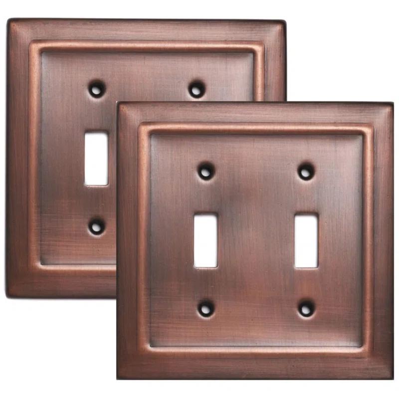 Monarch Abode Architectural 2 - Gang Toggle Light Switch Standard Wall Plate (Set of 2)