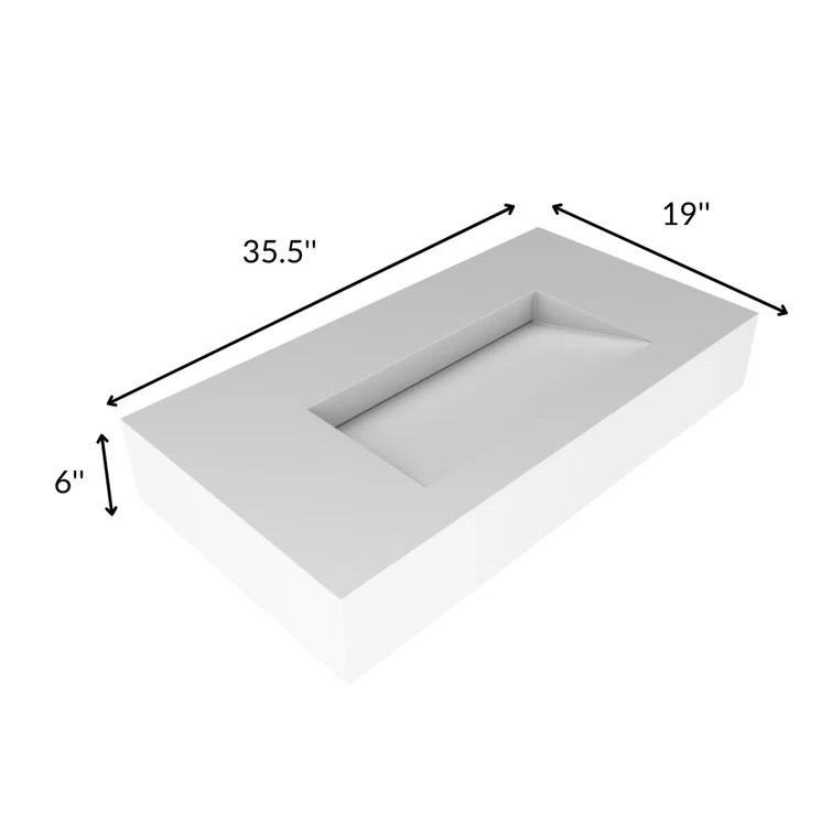 CastelloUSA Pyramid 36" Rectangular Wall Mount Solid Surface Bathroom Sink CB-GM-2053