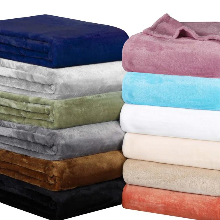 Superior Superior Polka Dots or Solid Fleece Plush Blanket Medium Weight Fluffy Soft Decorative Bedding