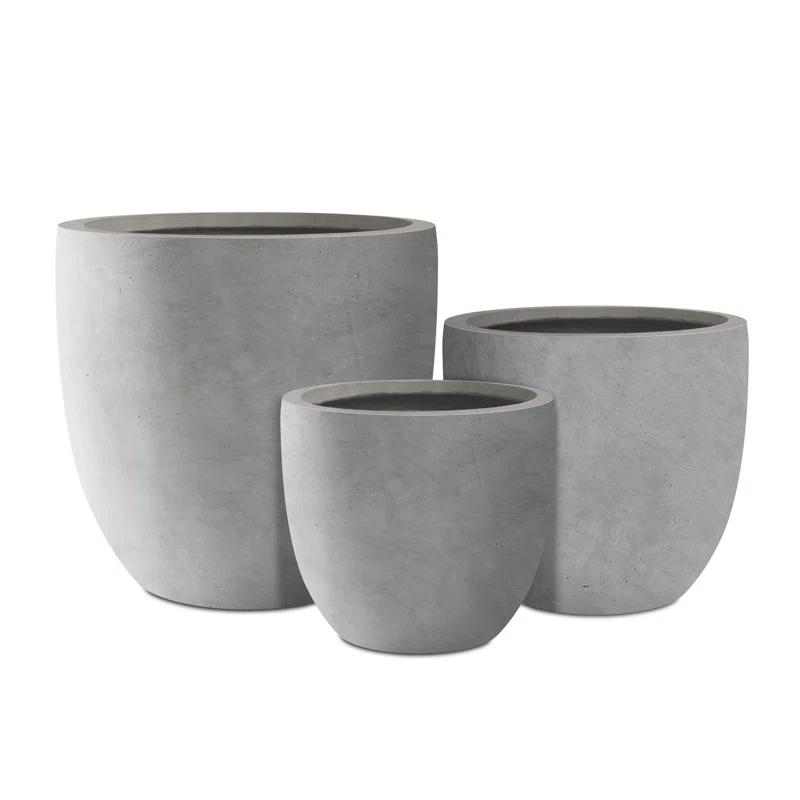 Kante Kante 3 Piece 18", 14", and 10"W Round Planters, Outdoor Indoor Modern Planter Pots, Lightweight, Weather Resistant, Seamless with Drainage Hole Set