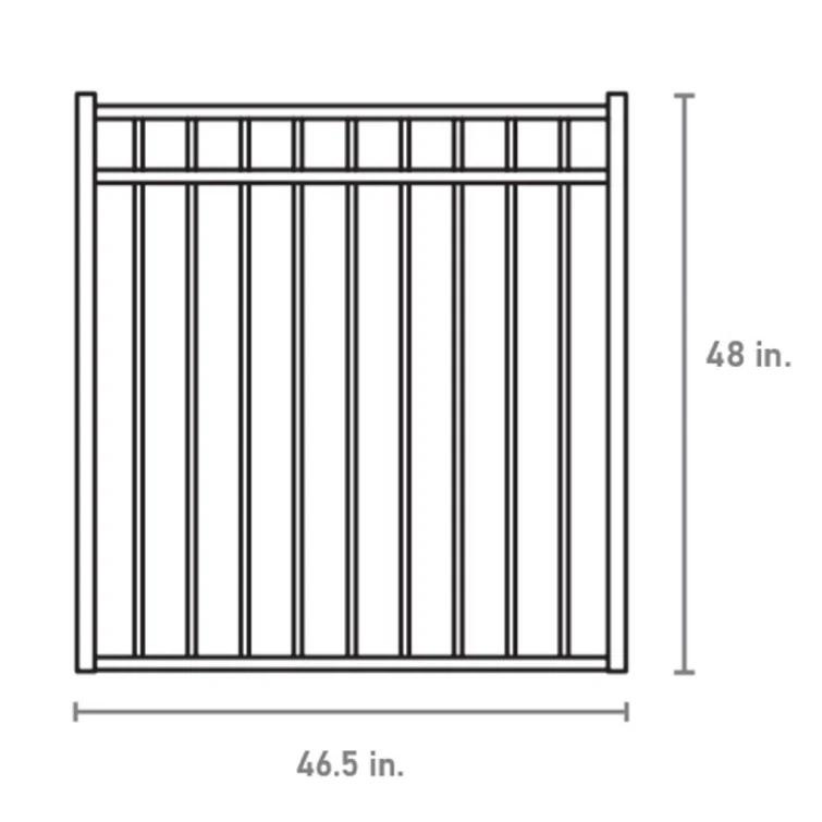 Fortress Building Products Athens 48'' H x 46.5'' W Gloss Black Metal Gate