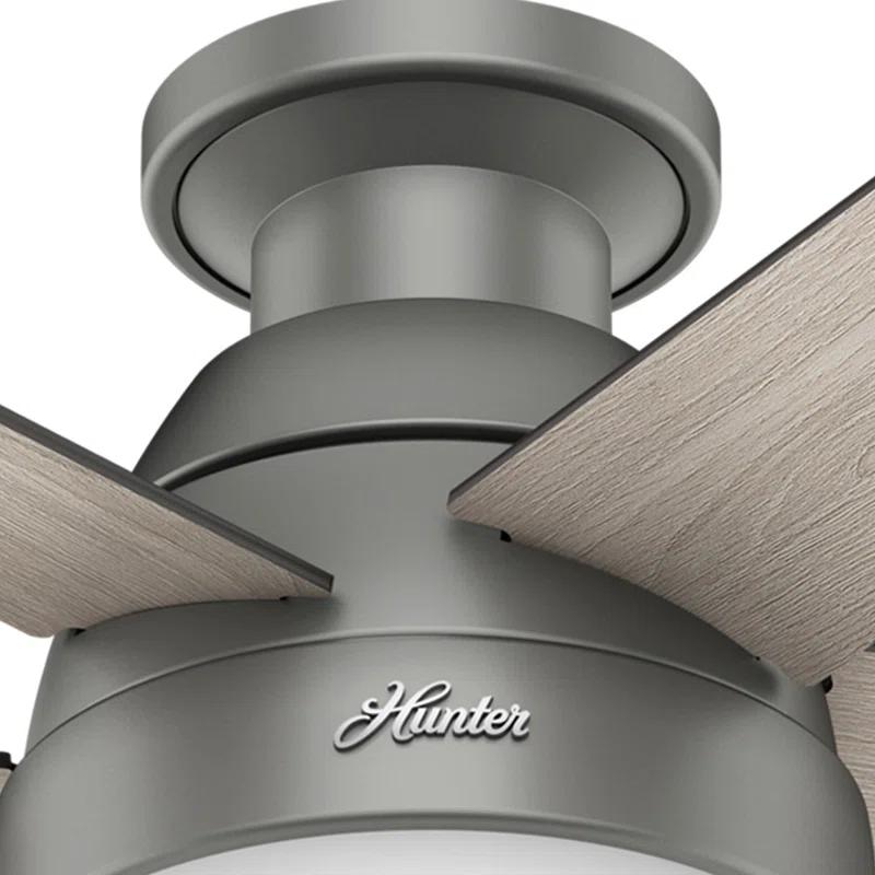 Hunter Fan 46" Anslee 5 - Blade LED Flush Mount Ceiling Fan with Pull Chain and Light Kit Included