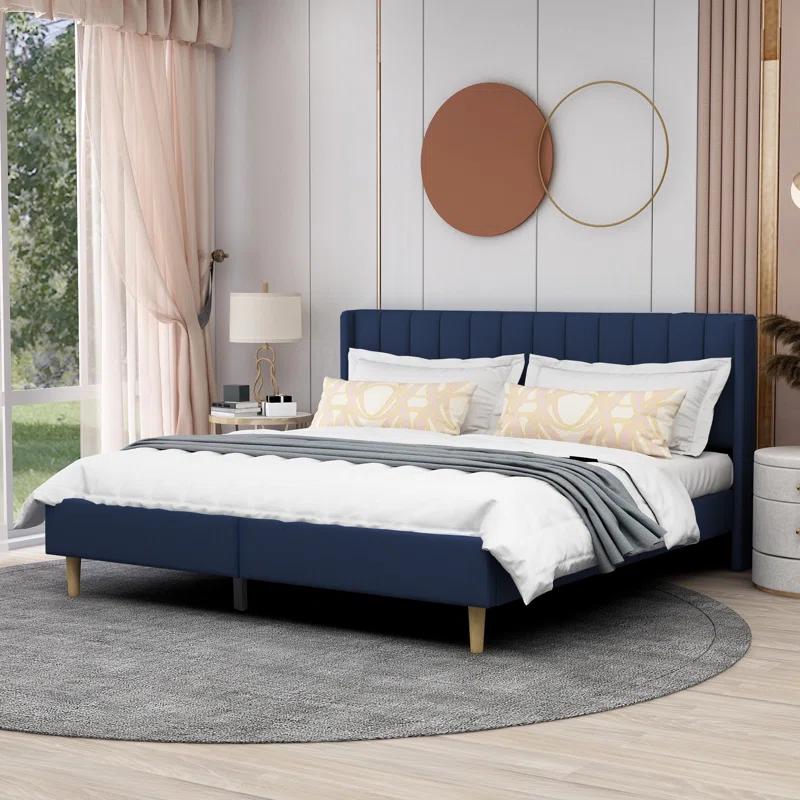 Eriksay Low Profile Upholstered Platform Bed with Winback Headboard