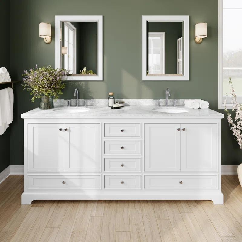 Wyndham Collection Deborah 80'' Double Bathroom Vanity with Marble Top