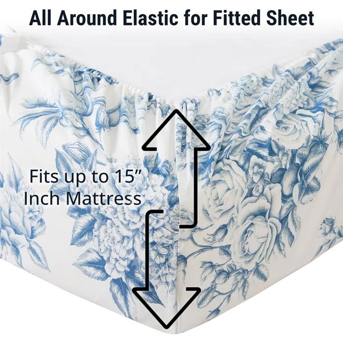 HLC.ME HLC.ME Rose Toile Floral Bed Sheets - Wrinkle Resistant & Ultra Soft - Fits Mattresses up to 15 Inches Deep (Sage Green)
