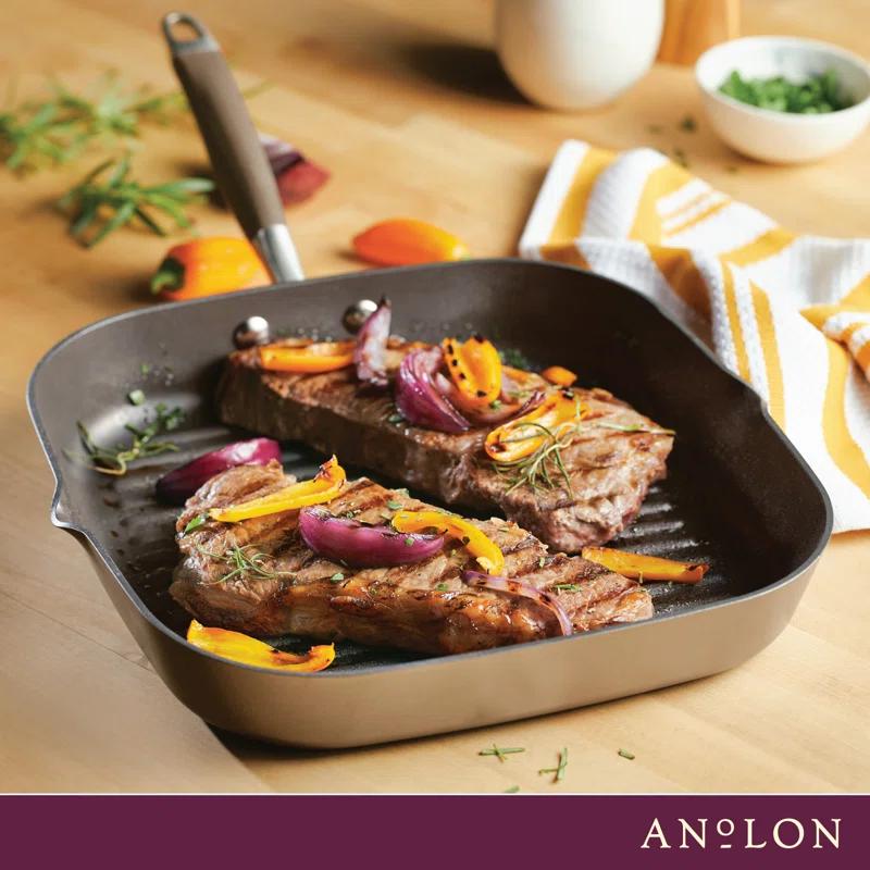 Anolon Anolon Advanced Home Hard Anodized Nonstick Deep Square Grill / Griddle Pan With Pour Spouts,11 Inch