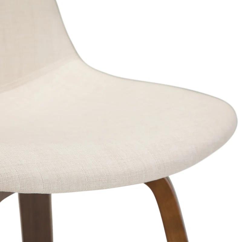 Simpli Home Randolph Upholstered Bentwood Mid-Century Modern Bar & Counter Stool with Chrome Footrest (Set of 2)