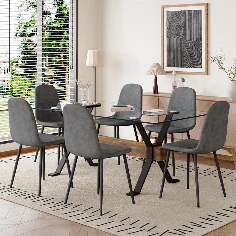Ivy Bronx 7-Piece Glass Top Dining Table Sets | Wayfair
