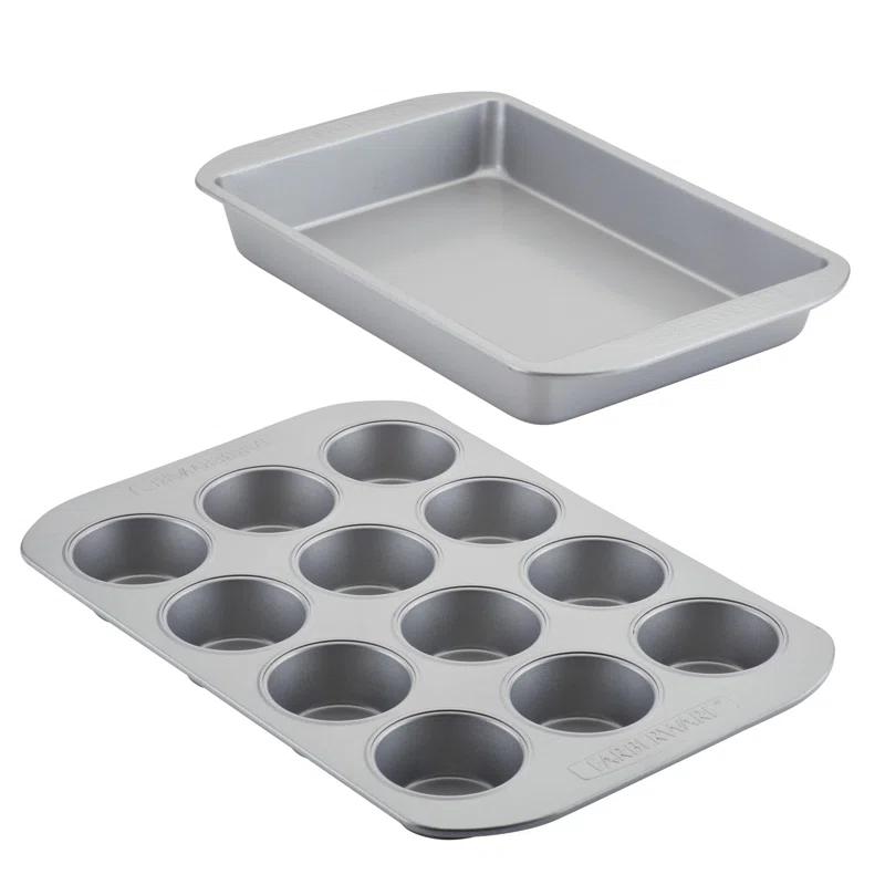 Farberware Nonstick Bakeware Muffin Cake and Lasagna Pan Set, 2-Piece