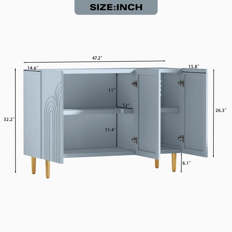 Sirgio 47.2'' Sideboard Buffet Cabinet with 3 Doors for Kitchen, Hallway, Living Room