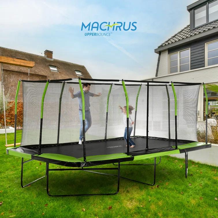 Upper Bounce Machrus Upper Bounce - Mega 10' X 17' Gymnastics Style, Rectangular Trampoline - Green/Black