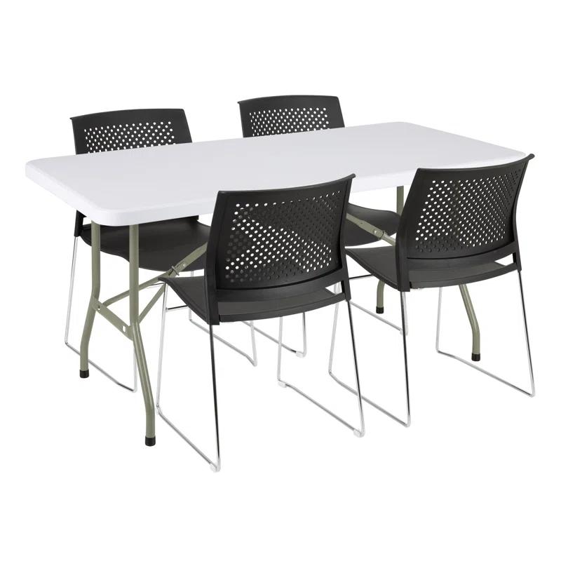 Norwood Commercial Furniture Rectangular Blow-Molded Plastic Indoor/Outdoor Folding Training Table