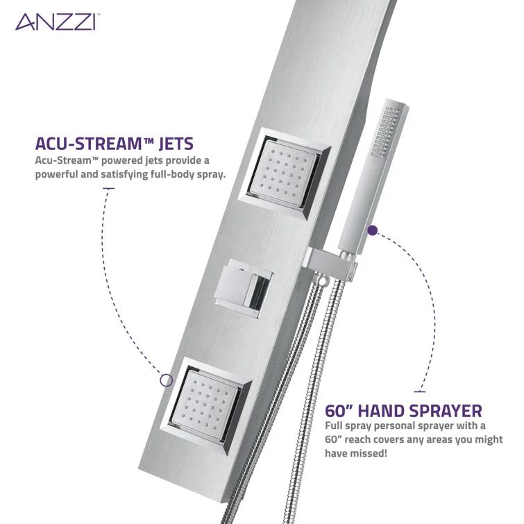 ANZZI Aura 39.37'' Shower Panel with Fixed Shower Head SP-AZ078BS