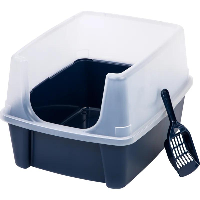 Zoey Tails IRIS USA, Open-Top Cat Litter Box with Shield with Scoop