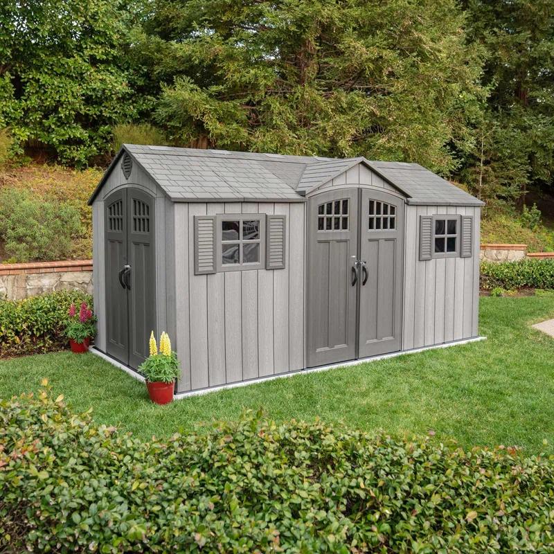Lifetime 15 Ft. x 8 Ft. High-Density Polyethylene (Plastic) Steel Reinforced Outdoor Storage Shed