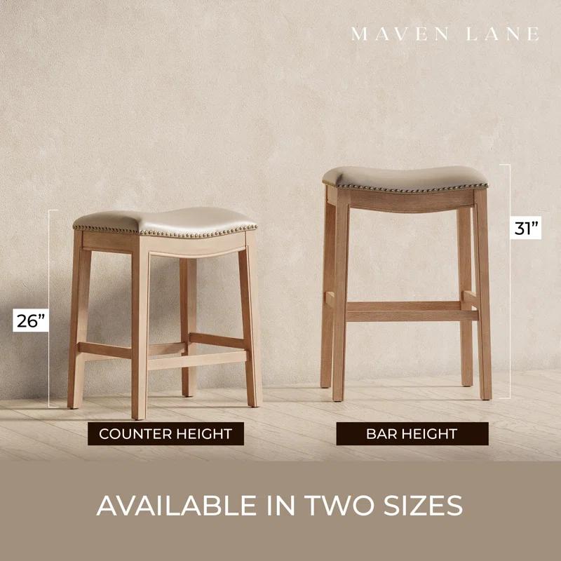 Maven Lane Maven Lane Adrien Backless Saddle Kitchen Stool with Fabric Upholstery