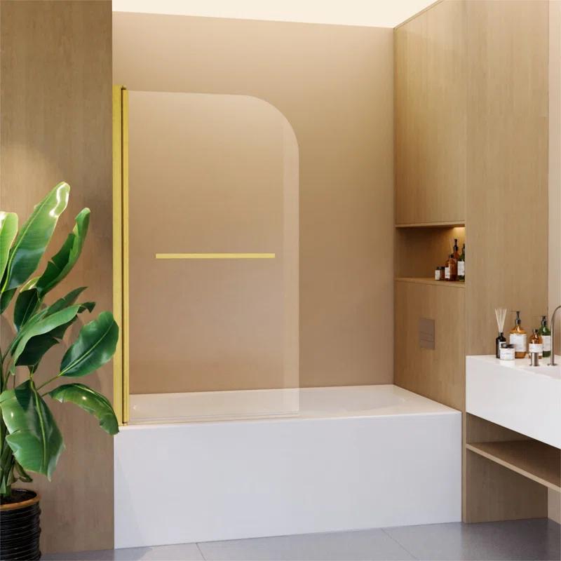 31"W x 55"H Frameless Folding Pivot Shower Tub Door Reversible Installation