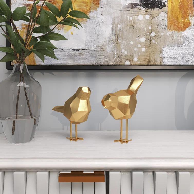CosmoLiving by Cosmopolitan Polystone Bird Decorative Sculpture with Origami Accents
