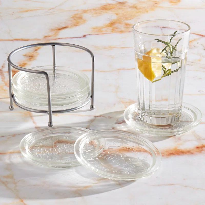 Mason Craft & More Glass Round 6 Piece Coasters Set