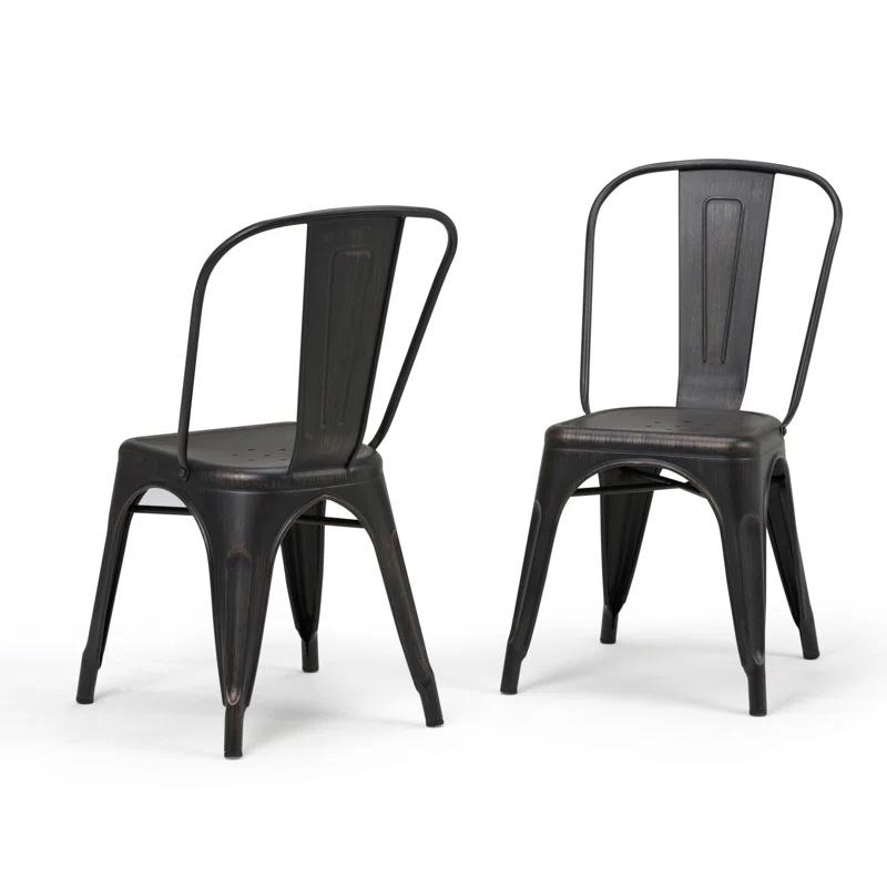Simpli Home Fletcher Industrial Iron Dining Chair with Stackable Design and Protective Rubber Caps (Set of 2) (Set of 2)