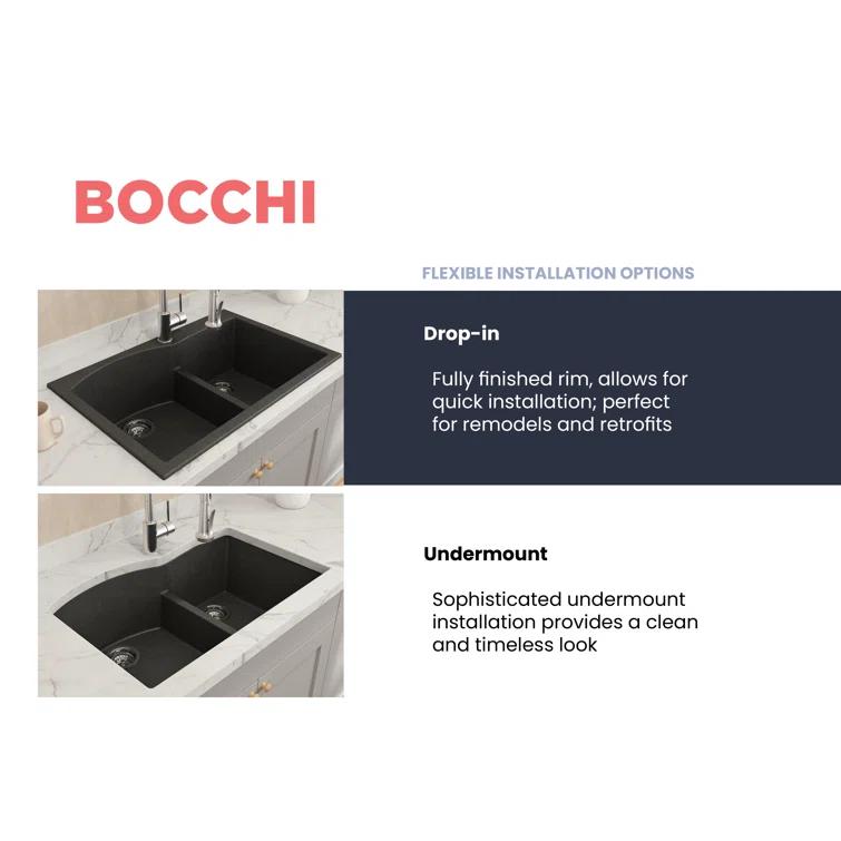 33'' L Drop-In Double Bowl Granite Kitchen Sink