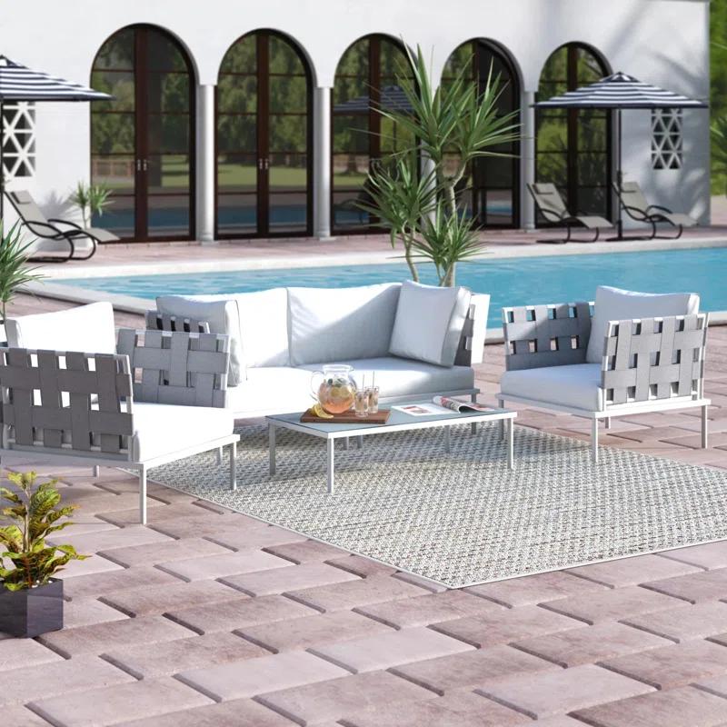 Modway Harmony 5 Piece Outdoor Patio Aluminum Sectional Sofa Set
