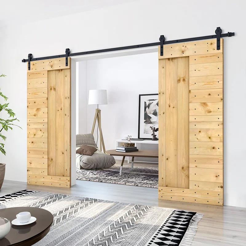 Calhome 84'' Solid Wood Paneled Painted with Installation Hardware Kit Barn Door
