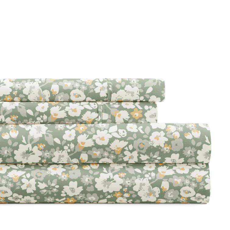 IEnjoy Home 4 Piece Sheet Set Patterned Microfiber Ultra Soft Bedding in Floral Dream