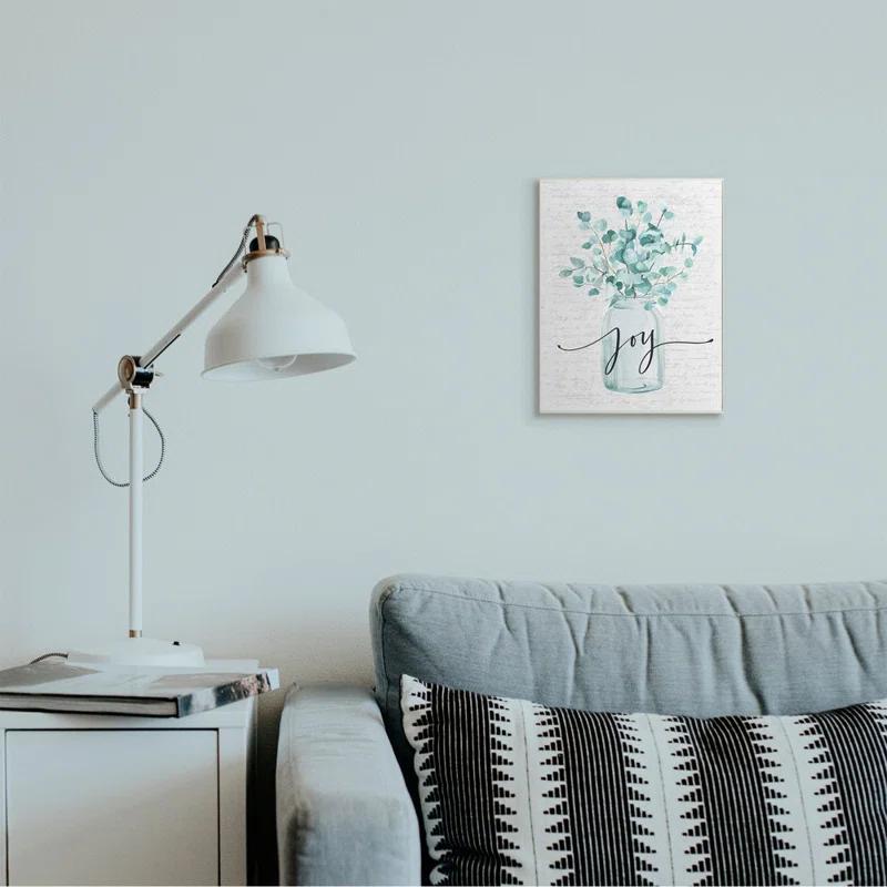 Stupell Industries " Aqua Blue Plant Leaves In Jar Joy Text Design " by Lettered And Lined