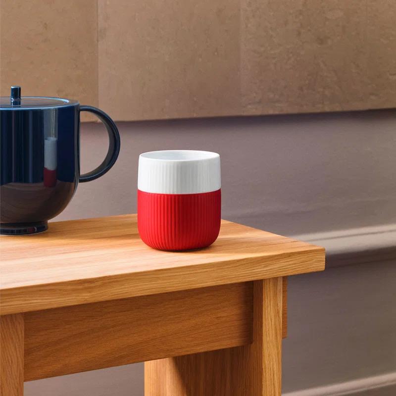 Caribbean Blue and White Ceramic Mug with Silicone Grip