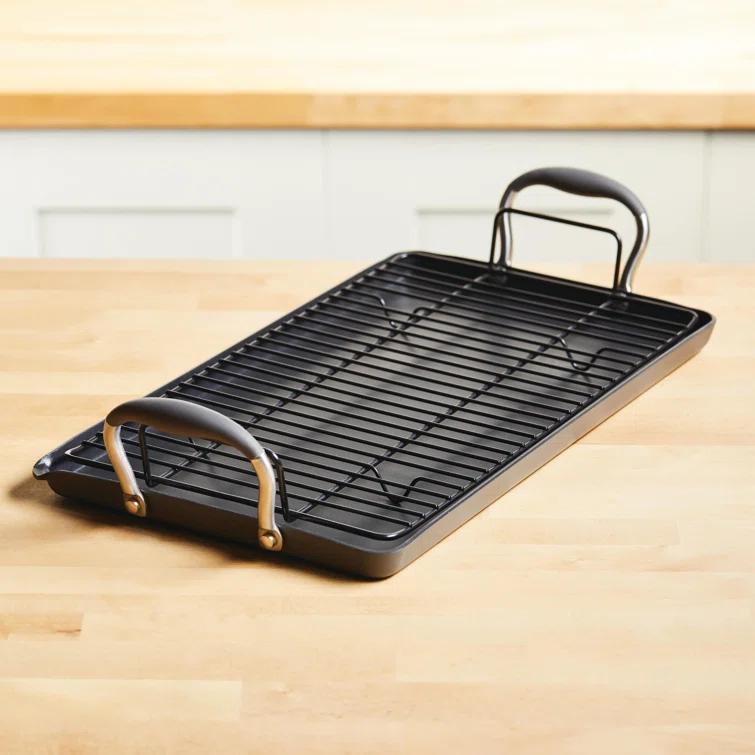 Anolon Anolon Advanced Home Hard Anodized Nonstick Double Burner Griddle With Roasting Rack, 2 Piece