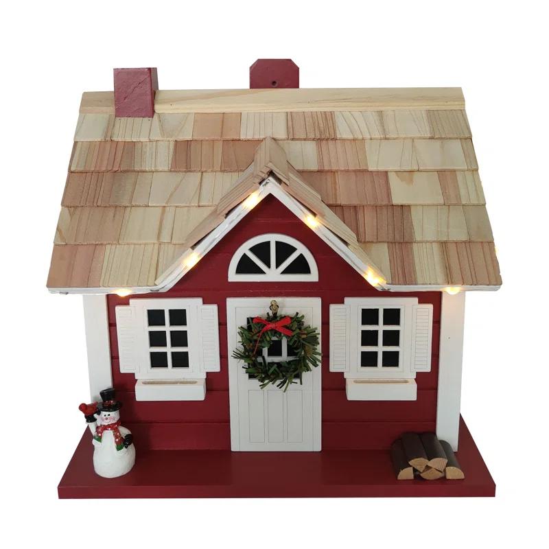 Home Bazaar Holiday Offerings Christmas Cape 10 in x 10.25 in x 7 in Birdhouse