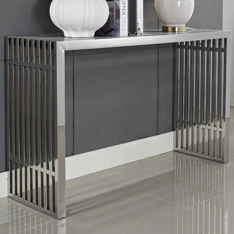 Modway Stainless Steel Modern Gridiron Console Table by Modway