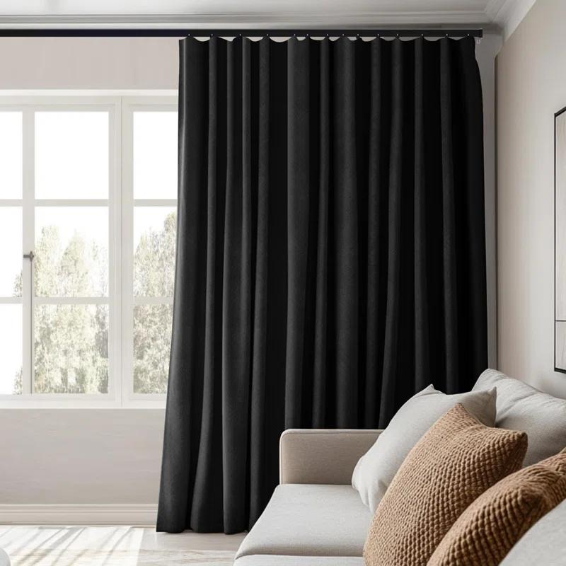 Hokku Designs Room Divider Curtains Total Blackout Privacy Curtain Panel Room Thermal Insulated Noise Reduction Curtain For Bedroom Window Living Room Ceiling Track Curtain W 10 Ft × H 8Ft Black.