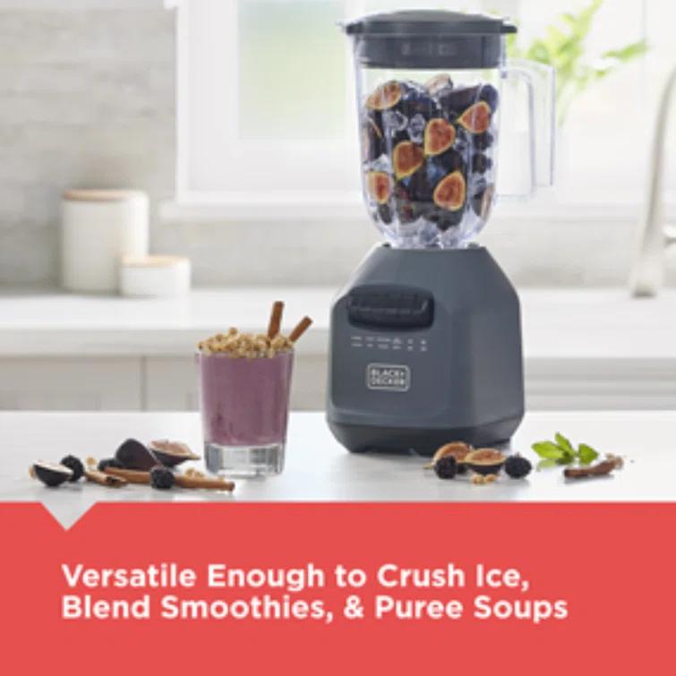 PowerXL BLACK+DECKER Ice Crush Blender With 56 Ounce (7 Cup) Perfectpour Plastic Jar, Powerful 6-Tip Stainless Steel Blade, 8-Speeds Plus Pulse, 750 Peak Watts Of Power