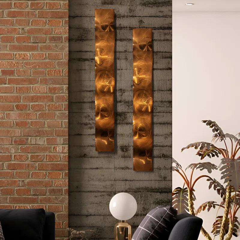 Orren Ellis Handmade Modern Abstract Wall Decor on Metal (Set of 2)