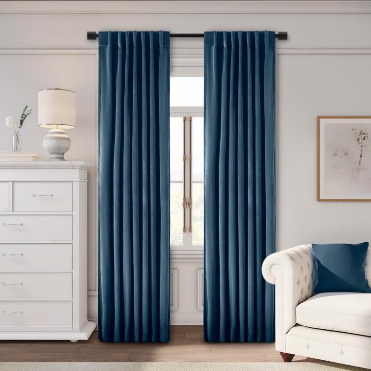Everly Quinn Premium Velvet Myreon Solid Color Blackout Thermal Rod Pocket Single Curtain Panel Liner