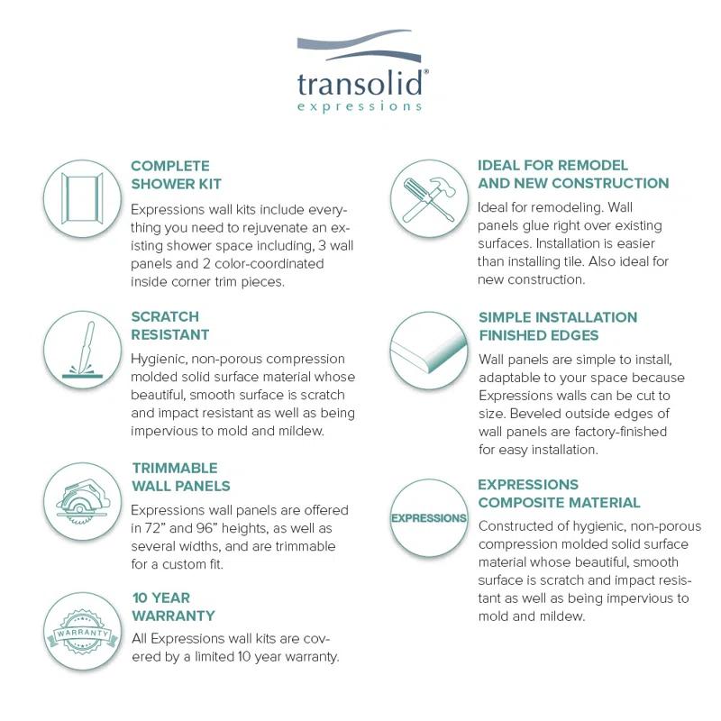 Transolid Expressions 60'' W 36'' D 72'' H Glue Up Solid Surface Wall