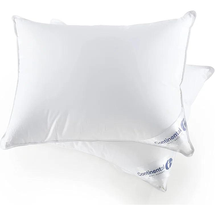 ContinentalBedding Continental Bedding Soft Down Pillows, 2-Pack, 550FP, 75% Down 25% Feather, 400TC 100% Cotton Cover (Set of 2)