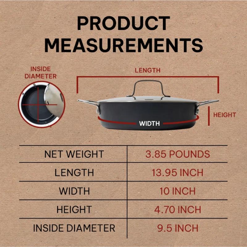 Alva Alva Maestro 3.5 Qt. Premium Nonstick Ceramic Frying Pan with Lid - Non Toxic and Oven Safe