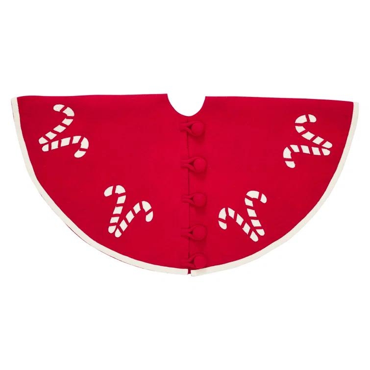 Handmade Christmas Tree Skirt in Felt - Candy Canes - 60"