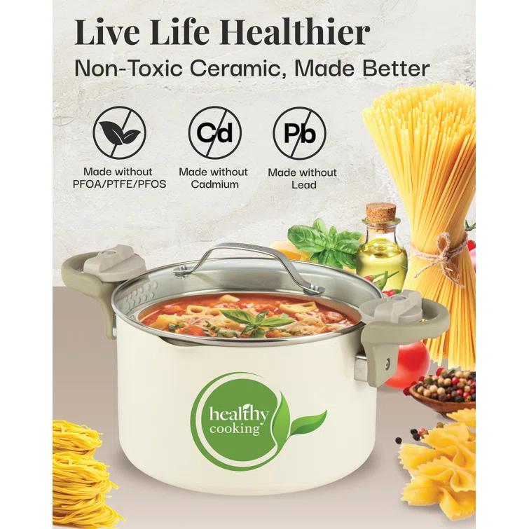 Gotham Steel Gotham Steel Stock Multipurpose Pasta Pot with Strainer Lid & Twist and Lock Handles