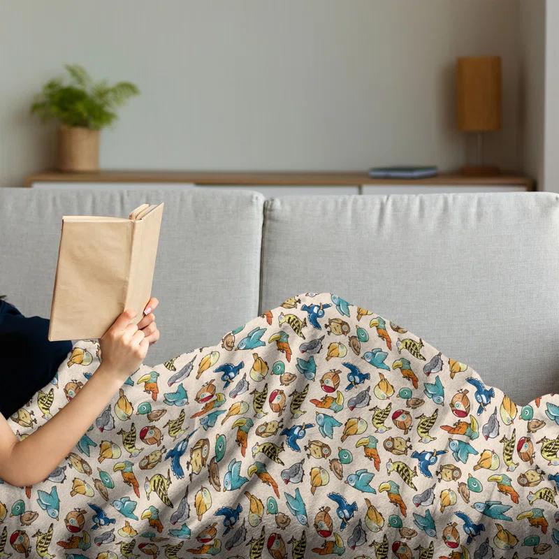 Ambesonne Birds Fleece Throw Blanket Funny Cartoon Design Multicolor | Wayfair