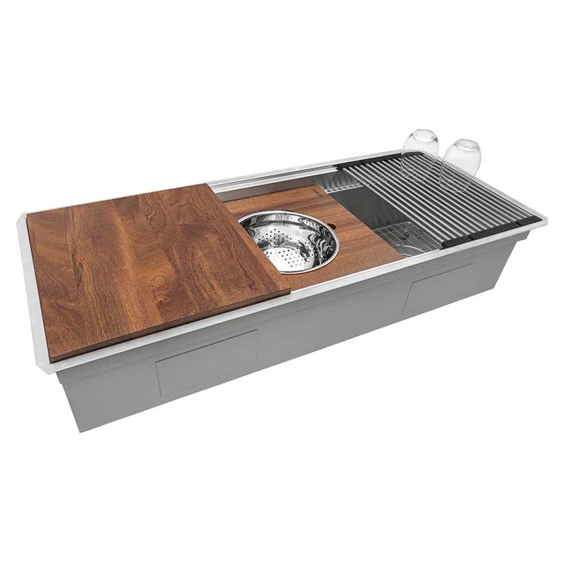 Ruvati RVH8333 Ruvati 45-inch Workstation Two-Tiered Ledge Kitchen Sink Undermount 16 Gauge Stainless Steel