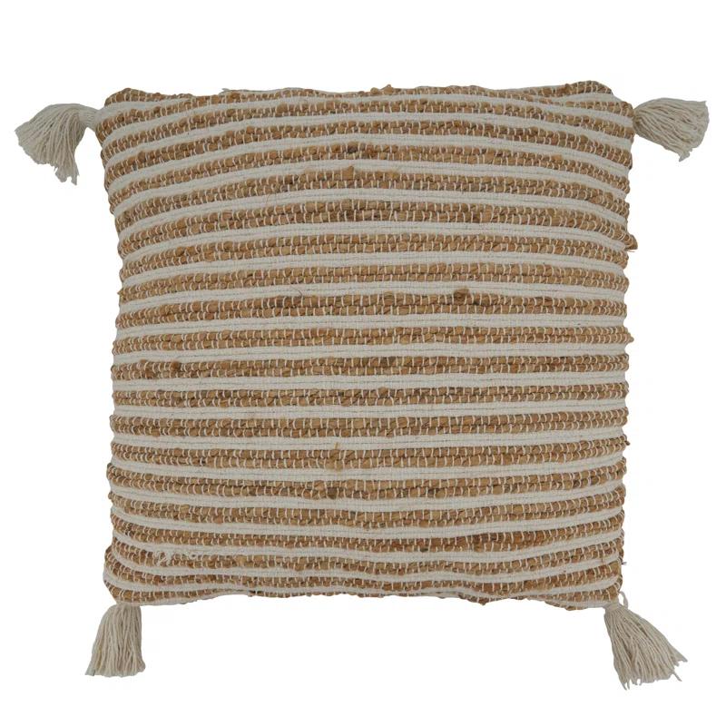 Saro Aziza Collection Tassels Cotton Pillow Cover