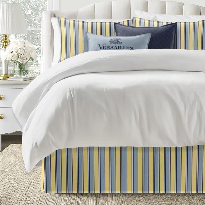 6ix Tailors Fine Linens Gino Stripe Cotton Tailored Bed Skirt