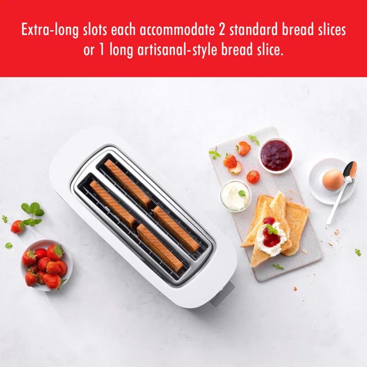 ZWILLING J.A. Henckels ZWILLING Enfinigy, 4-Slice Long Slot Toaster, Extra Wide 1.5" Slots for Bagels and Toast