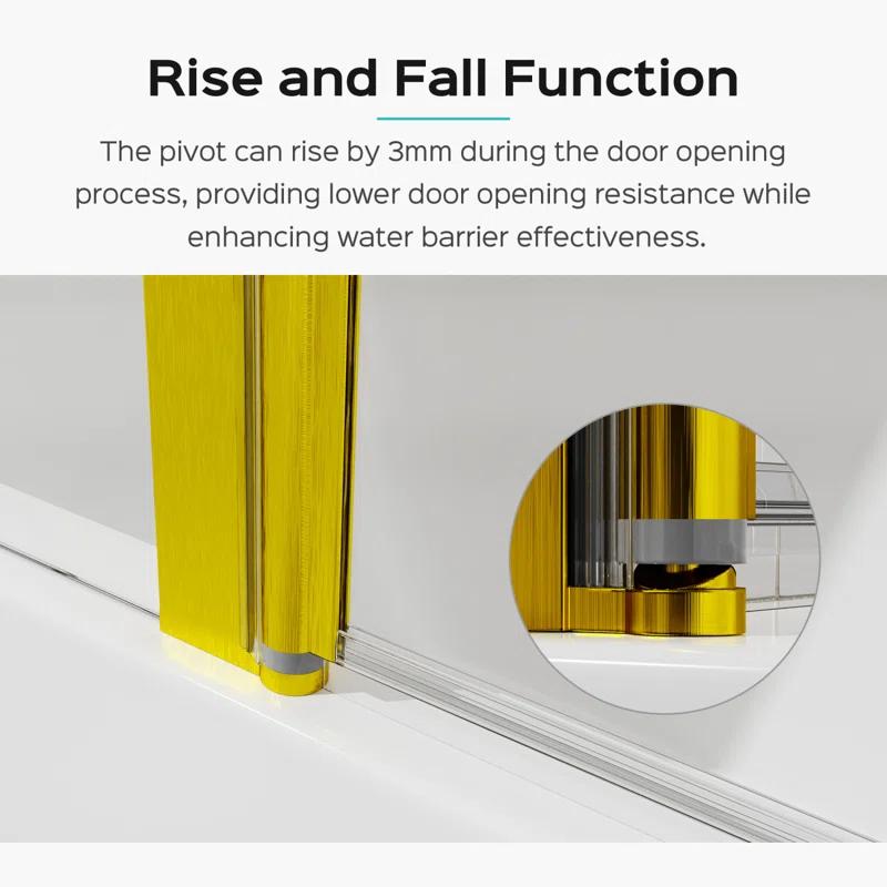 GZMWON 43 in. W * 58 in. H Frameless Folding Shower Doors 1/4" (6mm) Thick SGCC Tempered Glass Door Bathroom Pivot Tub Glass Door