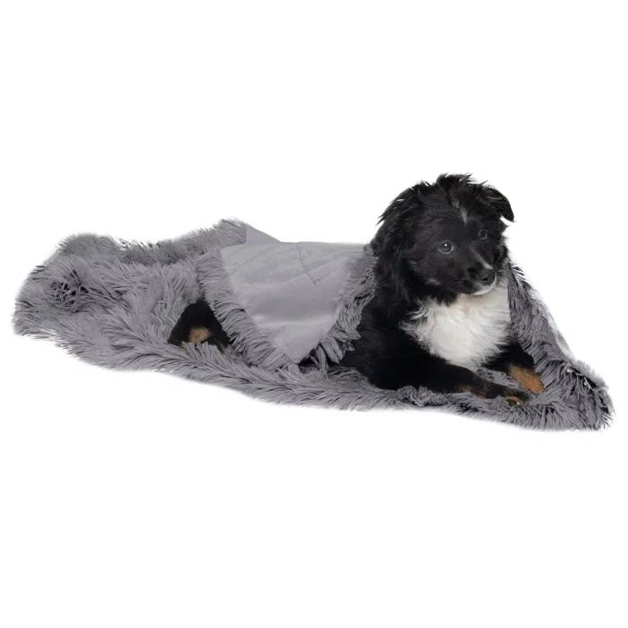 QUALITY FLOORING INC. Waterproof Throw Blanket For Dogs & Indoor Cats, Washable - Shaggy Plush Calming Long Faux Fur & Velvet Dog Blanket