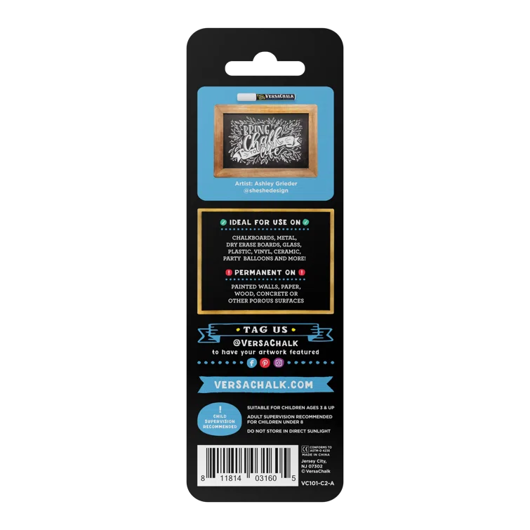 VersaChalk VersaChalk White Liquid Chalk Markers - 2 set, Wet Erase, for Chalkboards & Glass